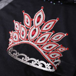 Andere mode -accessoires luxe hoofdbanden grote tiara's en kronen rode strass haarbanden barokke haar sieraden voor vrouwen bruid bruiloft haar accessorie j230525