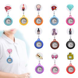 Andere mode -accessoires make -up clip pocket horloges op rapel fob horloge intrekbare badge reel hanging quartz met tweedehands horloge otpsy