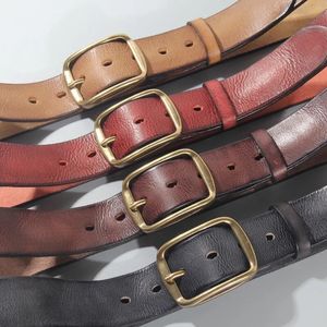 Overige mode-accessoires Heren Retro koeienhuid lederen riem Massief koperen gespen Heren Metaal Luxe riem Pank Rock-stijl Jeans Brede tailleriem 231011