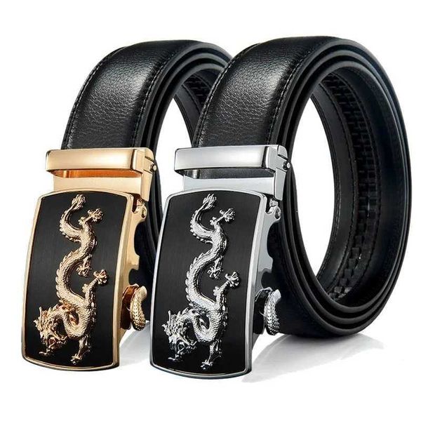 Autres accessoires de mode pour hommes Boucle automatique nouvelle marque de mode Businer Business Dragon Leather Belt Mens Luxury Black Str Belt J240506