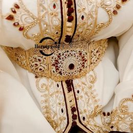 Autres accessoires de mode Muslem Caftan Mariage Ceinture de mariée Plaqué Or Goutte d'eau Strass Chaîne de ventre Bijoux de mariée marocaine Ceinture de robe en métal ethnique 231128