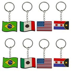 Autres accessoires de mode National Flag Keychain for Tags Goodie Bag Sober Cadeaux de Noël Clean Chain Ring Gift Fans SAGNES