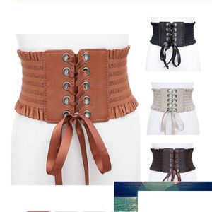 Otros accesorios de moda Nuevas mujeres Señoras Cinturón elástico Borlas Hebilla elástica Vestido ancho Corsé Cintura Pu Corbata de cuero Bo Dhgarden Dh83P