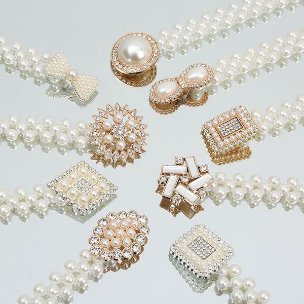 Otros accesorios de moda Cinturón de perlas Oro y plata Pajarita Hebillas Cintura elástica Joyería para mujeres y niñas UTU026 230627
