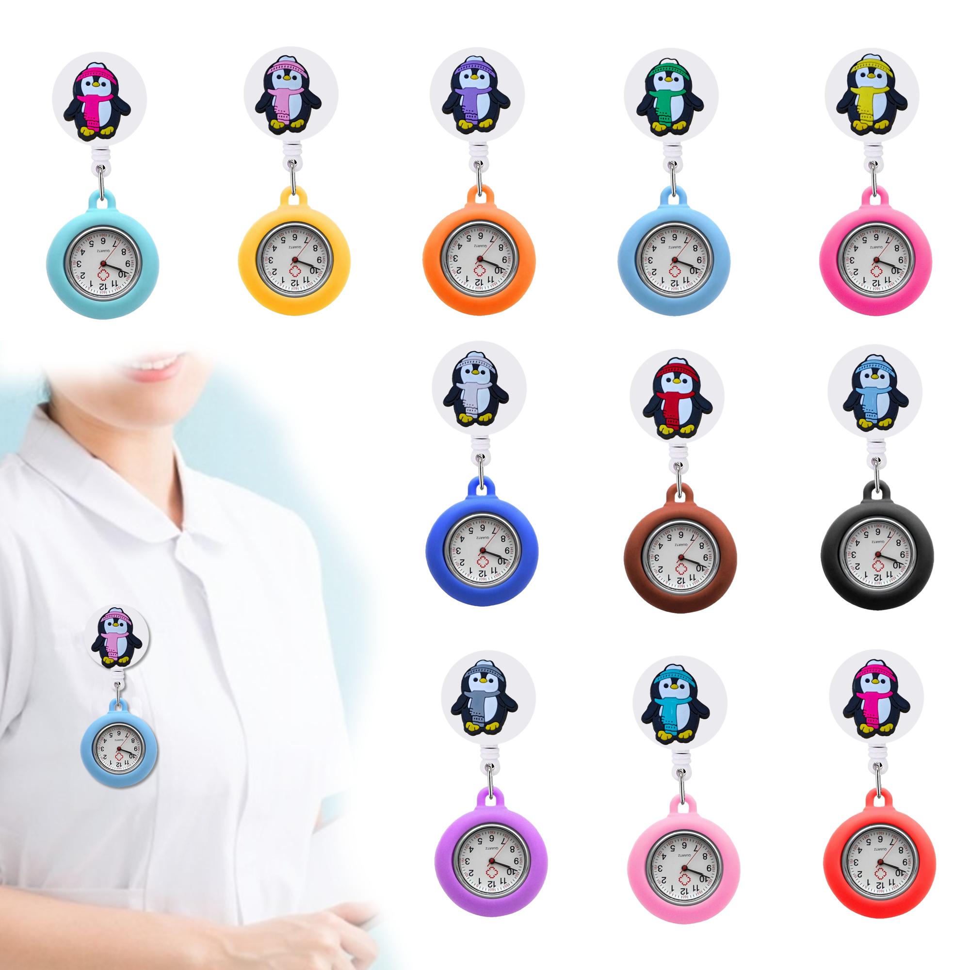 Outros acessórios de moda Penguin clipe Pocket Womens Nurse Watch for Enfermes Doctors Sile Broche FOB Medical Lapeel Deli Deli Oth8p