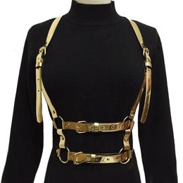 Andere mode-accessoires Punk Harajuku O-ring Garden Kleurleer Body Bondage Cage Beeldhouwen Harnas Taille Belt Banden Suspenders Belt Gold Silver 230523