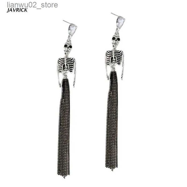 Otros accesorios de moda Punk Esqueleto Borla larga Oreja Pendientes colgantes Cráneo Cuelga Pendientes Accesorios de disfraces de Halloween Hip Hop Rock Joyería Q231011