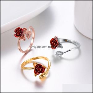 Otros accesorios de moda Rose femenina ABIERTA CREATIVA Índice ajustable Anillo de dedos Copper Cobre 18K Joyas de oro Drop entrega 2021 DJK5J