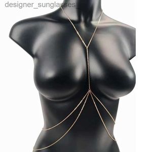 Autres accessoires de mode Sexy Bochain Beach Bikini 2023 Femmes Y2k Bo Bijoux Accessoires d'été Rave Maillot de bain en acier inoxydable pour femmes Chaîne de poitrine L231215