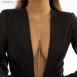 Autres accessoires de mode Sexy kpop long gland pendentif collier de chaîne de poitrine collariques collares paillettes cristales imitation perle coul