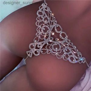 Autres accessoires de mode Sexy strass gros cul Bo chaînes bijoux taille ronde culotte pour femmes cristal sous-vêtements string ventre chaîne bikini bijouxl231215