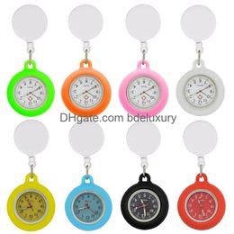 Andere mode -accessoires eenvoudige intrekbare blanco colourf badge reel verpleegster dokter Pocket horloges voor ziekenhuis medische hang clip cadeau othna