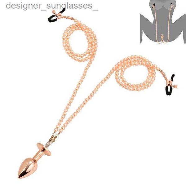 Autres accessoires de mode Petit Moyen Grand Perles Anales Butt Plug Perle Pinces À Mamelons Ensemble Avec Chaîne En Métal Clip De Sein Bondage Esclave Couple Jeu Sex ToyL231215