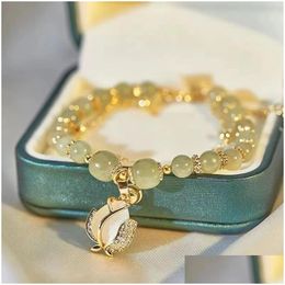 Autres accessoires de mode étape par naturel une ceinture de jade bracelet de cloche femme super immortel petit groupe lumière luxe double ami goutte otqlo