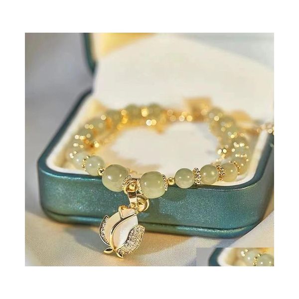 Autres accessoires de mode étape par naturel un bracelet de cloche de ceinture de jade femme super immortel petit groupe léger luxe jumeau ami goutte Otjia
