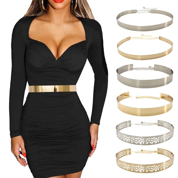 Autres accessoires de mode élégant miroir brillant ceinture en métal pour femmes réglable petite à grande taille 230615