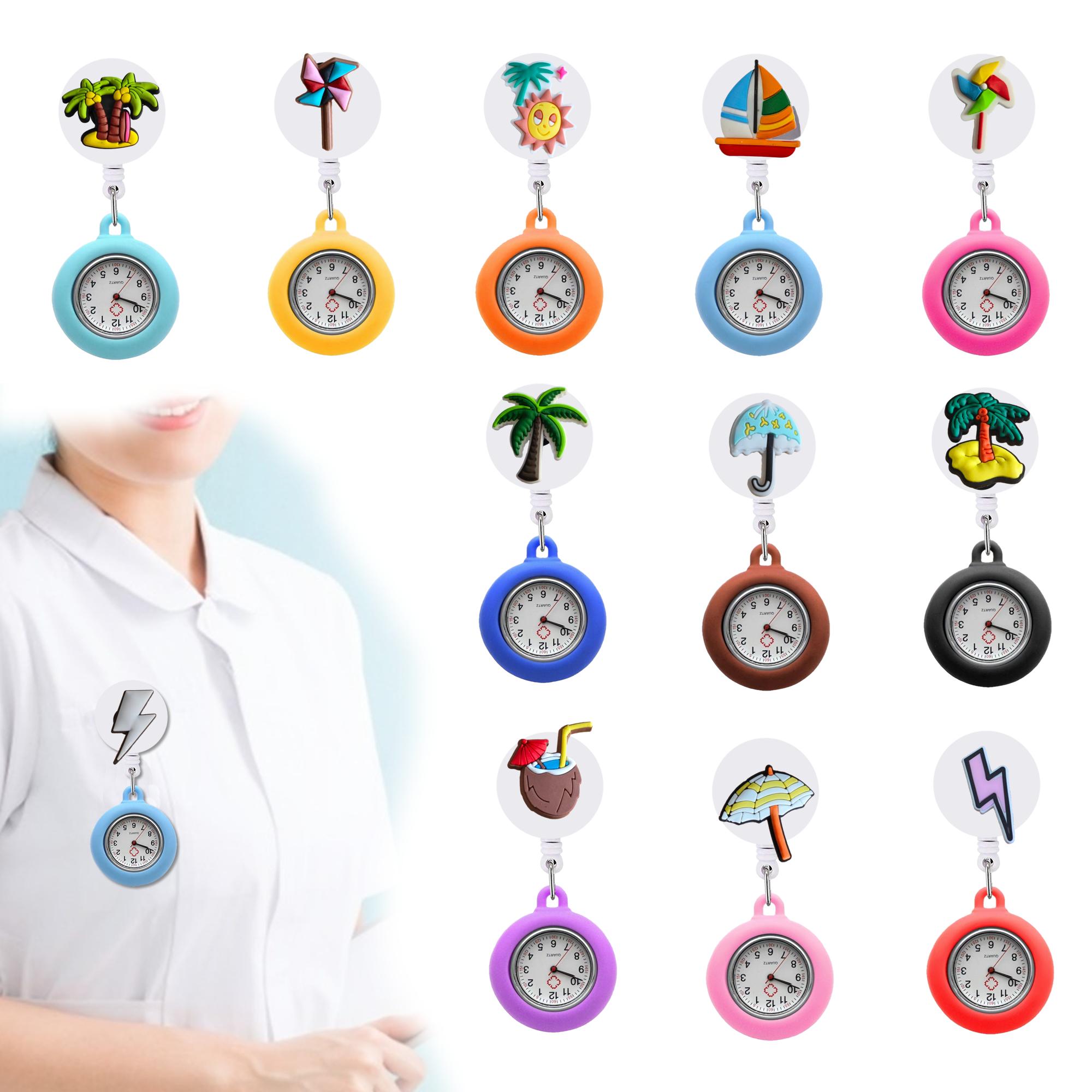 Autres accessoires de mode Clip à thème d'été Montres de poche Alligator Medical Hang Clock Gift on Nursing Watch Lapel FOB Drop Livraison OTFLB