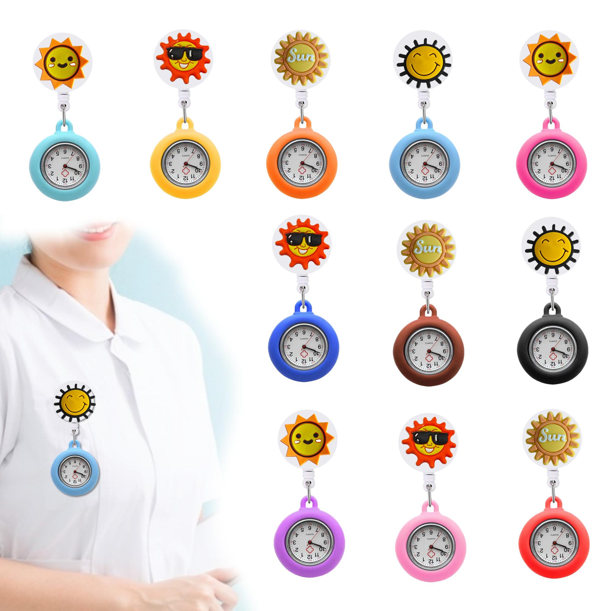 Andra modetillbehör Sun Clip Pocket Watches On Nursing Watch Clip-on Hanging Lapel Nurse Pattern Design Brosch Pin-On Drop Deliv Otn3x