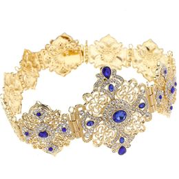 Overige modeaccessoires Sunspicems 18K goudkleur Algerije Marokko riem Blauw kristal Caftan Abaya tailleriemketting voor vrouwen Arabische bruid Bruiloft sieraden 231013