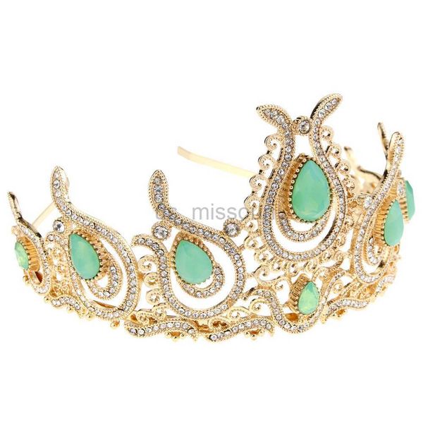 Otros accesorios de moda Sunspicems Color dorado Marruecos Caftan Tulipanes Corona Árabe Crsytal Headwear Tiaras Boda nupcial turca africana Acceso al cabello J230525