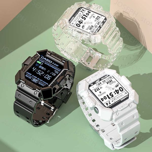 Otros accesorios de moda Caja de TPU + Correa para Apple Watch Band 45mm 41mm 44mm 40mm 42mm 38mm TPU Correa de reloj transparente para Iwatch Series 3 4 5 6 SE 7 Cubierta J230413