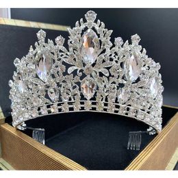 Otros accesorios de moda Moda Color plata Rhinestone Cristal Reina Gran corona Nupcial Tiara de la boda Mujeres Concurso de belleza Novia Accesorios para el cabello Jewe J230525