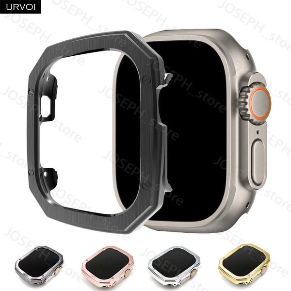 Autres accessoires de mode URVOI Couverture pour Apple Watch Ultra Boîtier en plastique couleur métal brossé pare-chocs pour iWatch 49mm protecteur armure robuste anti-choc J230413