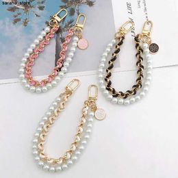 Andere mode -accessoires Vintage Pearl Bag -band voor handtas dubbele laag ketting Pearl Telefoon Lanyard Exquisite Diy Turnes Vervanging Handgrepen Tas Toegang J230417