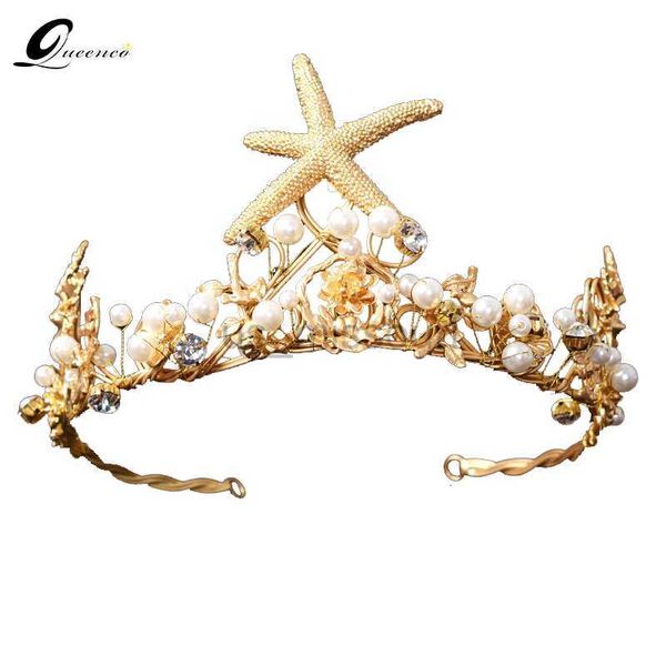 Autres accessoires de mode Vintage étoile de mer couronnes de mariée perle diadème de mariée bijoux de cheveux de mariage bandeaux de mariée femmes fête casque bal J230525