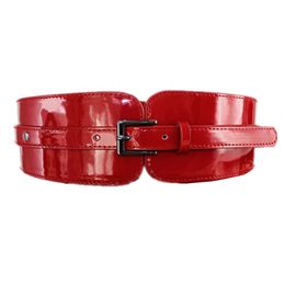 Andere mode -accessoires Dames Luxe Patent Leather Brede Stretch Belt Modeontwerp Zwart Red Belt Geschikt voor Casual Office Party 230523