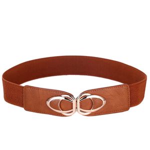 Andere mode -accessoires Damesriem Elastische stretch Fashion taille cinchband 40 cm breed met Clasp -legering Buckle J230502