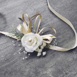 Andere mode -accessoires pols corsage bruidsmeisje zusters handbloemen kunstmatige bruid bloemen voor bruiloft dansende feestdecor Bridal Prom Accessor J230422