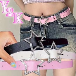 Autres accessoires de mode Y2K Star Boucle Ceinture En Cuir Rose Reliure Élastique Embelli Ceinture Sparkling Rétro Mariée Décoration 231025