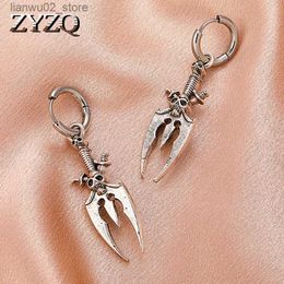 Autres accessoires de mode ZYZQ 2021 Nouvelles boucles d'oreilles de crâne d'exagération gothique pour hommes et femmes personnalité Punk Couple boucles d'oreilles mode Halloween bijoux Q231011
