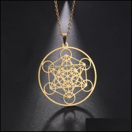 Autres accessoires de mode Collier en acier inoxydable Mâle Femelle Géométrique Dign Bijoux en acier Archange Dign et Metatron Seal Digné par T214r