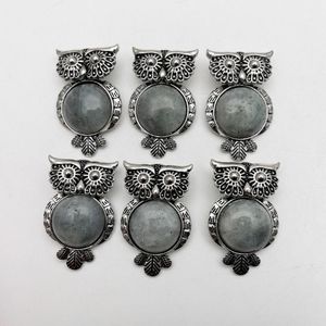 Otra moda Piedra natural Retro ShimmerStone Owl colgante collar para la fabricación de joyas 12 unids/lote encanto accesorios de moda al por mayor