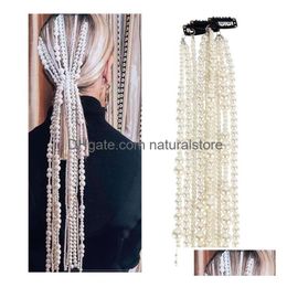 Overige Mode Parel Sieraden Kwastje Haarspeldjes Lang Trendy Hoofdtooi Abs Imitatie Parels Hoofdketting 50 Cm Drop Levering Sieraden Haarjewe Dhgpn