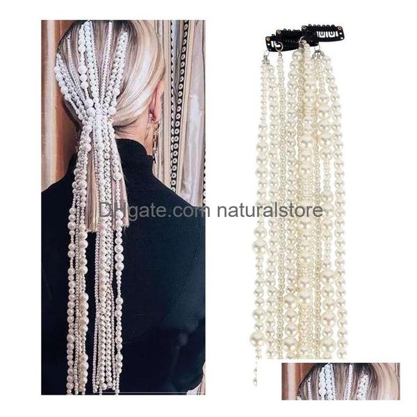 Autre mode perle bijouxtassel pinces à cheveux longue coiffure à la mode ABS perles d'imitation chaîne de tête 50cm livraison directe bijoux Hairjewe Dhgpn