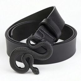Autre mode boucle de ceinture de serpent avec cuir PU pour femmes robe concepteur occidental style vintage ceintures noires filles 231117