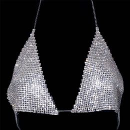 Autre Mode Triangle Cristal Soutien-Gorge Sexy Poitrine Chaîne Harnais Lingerie Bikini Corps Chaîne pour Femmes Festival Vêtements Plage 221008