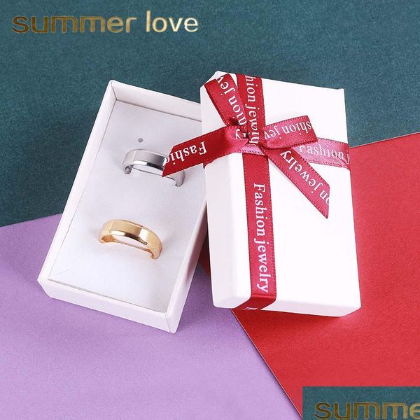 Caja de regalo de papel de fantasía blanca de otra moda para collar, anillo, pulsera, cartón con lazo rojo grande, entrega de gota 2021 J Bdejewelry Dhuls