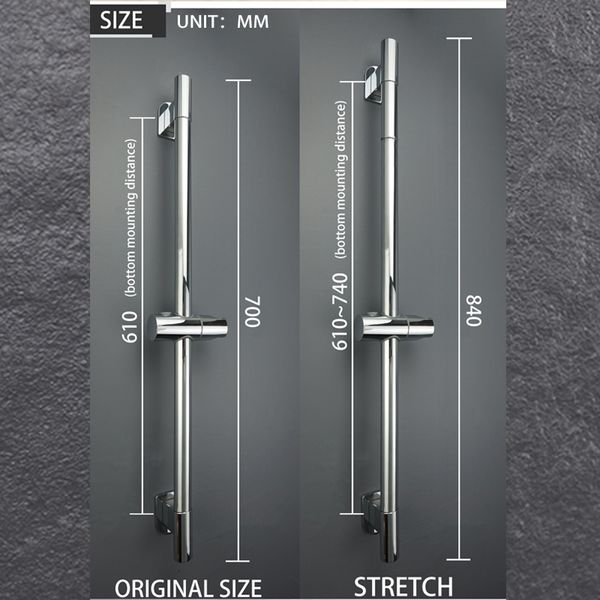 Otros grifos Duchas Accs Barra de ducha ajustable Varilla de elevación Columna de montaje en pared extensible Cabezal de 3 rociadores Elevador de baño cromado Tobogán 230620