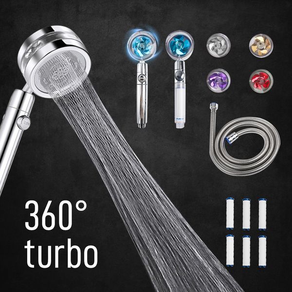 Otros grifos Duchas Accesorios Ventilador de alta presión Cabezal de ducha Turbo 360 Cabezal de ducha de ahorro de agua de lluvia con filtros Rociador giratorio de baño para baño 230616