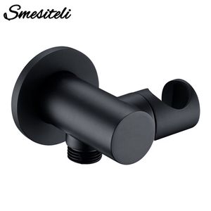 Autres robinets Douches Accs Noir mat Support de pommeau de douche à main Support mural Pulvérisateur à main Accessoires en laiton massif Connecteur Coude Unité Bec 220927