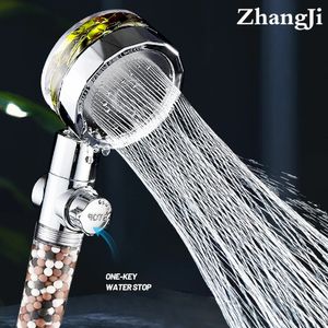 Autres robinets Douches Accs ZhangJi Filtration Pommeau de douche avec hélice Rotation à 360 degrés Économie d'eau SPA Anion Stone Spayer Accessoires de salle de bain 230714