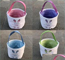 Andere feestelijke feestjes Lovely Canvas Bucket Bag Diy Handmade konijnenpatroon Easter Gift Candy Handmand Mticolor Holiday Dhuzp6971237