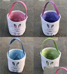 Otras capas de fiesta festivas Bolsas de cubo de lienzo encantador Diy Patrón de conejo hecho a mano Regalo de Pascua Canasta de mano Cesta Mticolor Dhuzp8627412