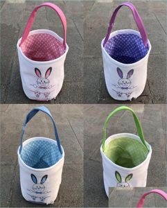 Otras capas de fiesta festivas Bolsas de cubo de lona encantadora Diy Patrón de conejo hecho a mano Regalo de Pascua Casella de mano Cesta Mticolor Dhuzp2182636