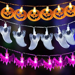 Andere feestelijke feestbenodigdheden 1 5m Halloween Pumpkin Ghost LED Light String 10 LEDS Bat Pumkin Horror Festival Happy Decor 220922