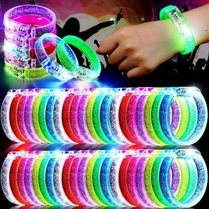 Otros suministros festivos para fiestas 10 50 piezas LED Glow Sticks Pulseras Pulseras en la oscuridad Luminous Neon Light Up Bracelet 230504